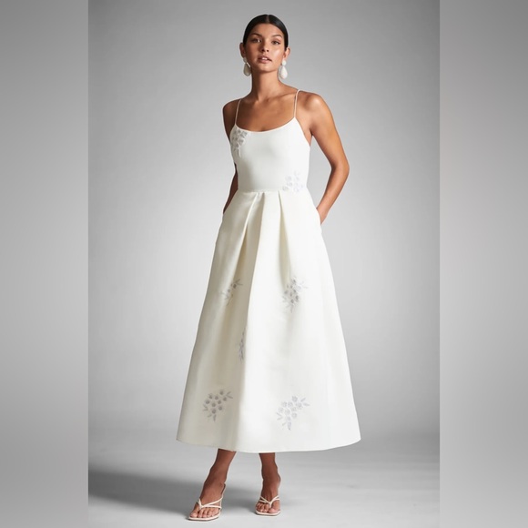 Sachin & Babi Audra ivory embroidered floral midi dress - Picture 2 of 9